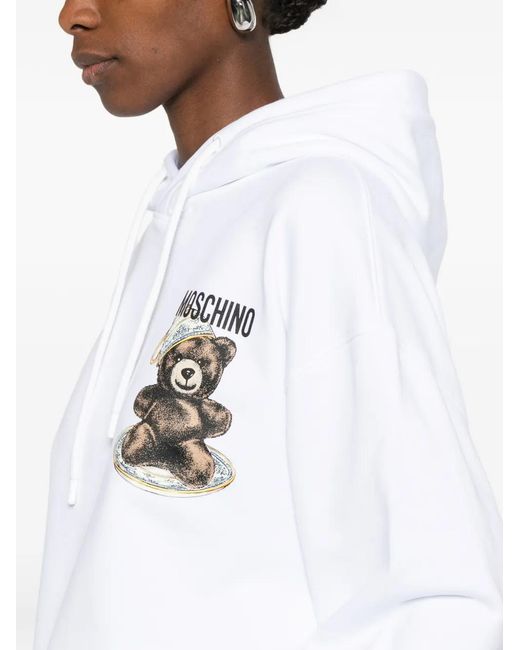 Moschino White Hoodie À Imprimé Graphique