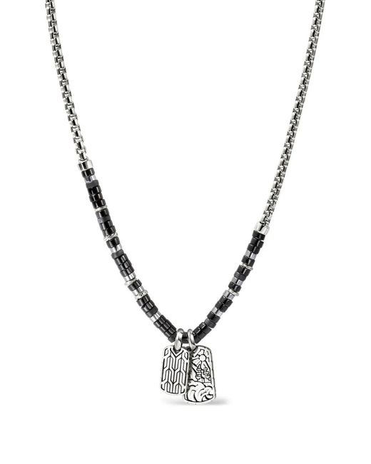 John Hardy Metallic Sterling Heishi Tag Onyx Necklace for men
