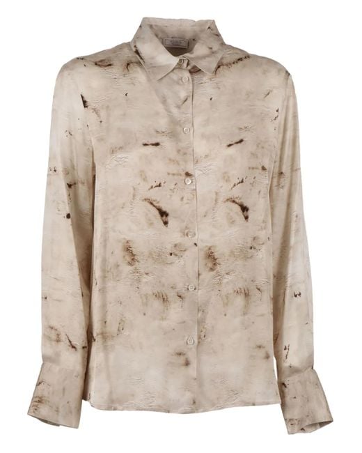 Blusa Con Stampa Astratta di Peserico in Natural