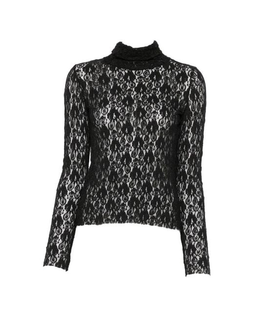 Dixie Black Lace Roll-Neck Top