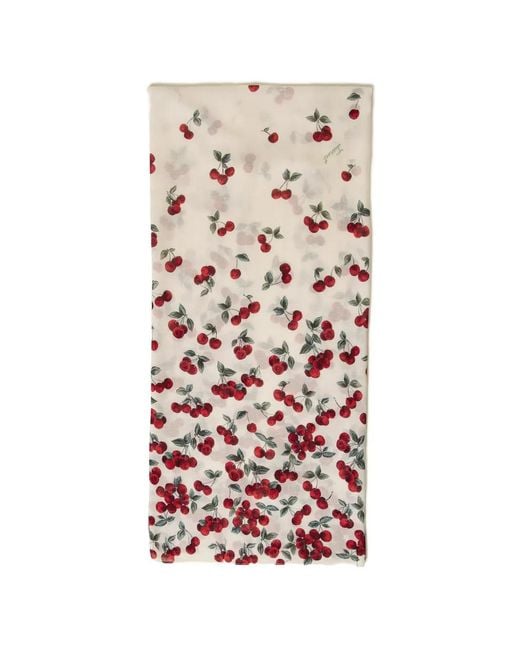 Twinset White Cherry Print Scarf