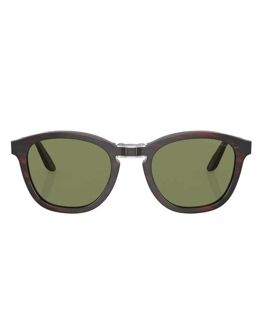 Giorgio Armani Green Logo-Print Round-Frame Sunglasses for men