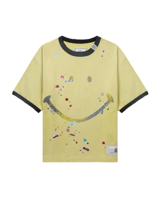 国内発送☆MIHARA YASUHIRO☆Smily Face Printed T-shirt/YELLOW SMILEY PRINT T-SHIRT - YELLOW - MAISON MIHARA YASUHIRO