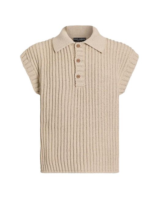 Dolce & Gabbana Natural Polo English En Maille Nervurée for men