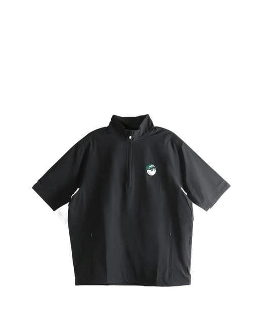 Malbon Golf Black Zip Embroidered T-Shirt for men