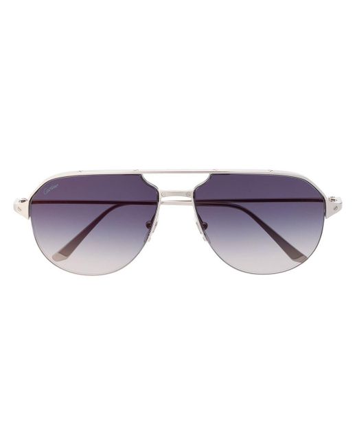 Cartier Metallic Santos De Cartier Aviator-frame Sunglasses for men