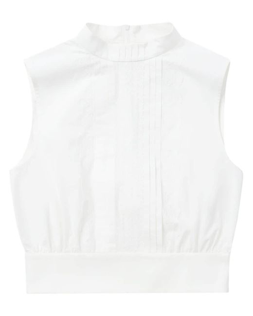 ShuShu/Tong White Cropped-Bluse mit Spitze