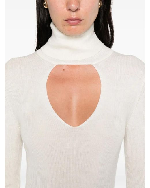 P.A.R.O.S.H. White Cut-Out Wool Sweater