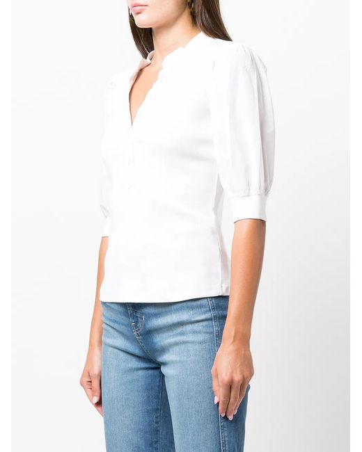 Veronica Beard White Coralee Button-Up Top