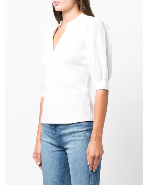 Veronica Beard White Coralee Button-Up Top
