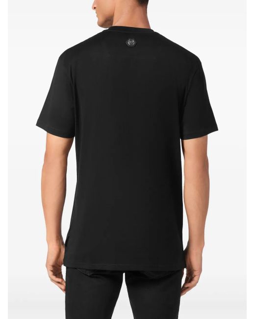 Philipp Plein Black Strass Racing Club T-Shirt for men