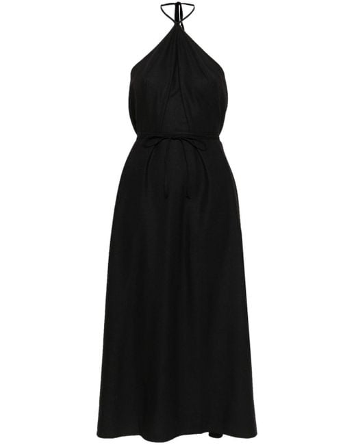 Baserange Black Ligo Silk Midi Dress
