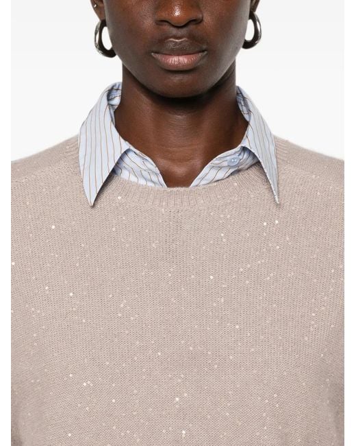 Fabiana Filippi Natural Sequin-Embellished Sweater