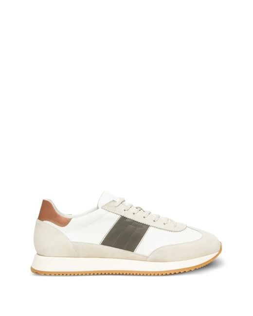 Nero Giardini White Striped-Detail Panelled Sneakers for men