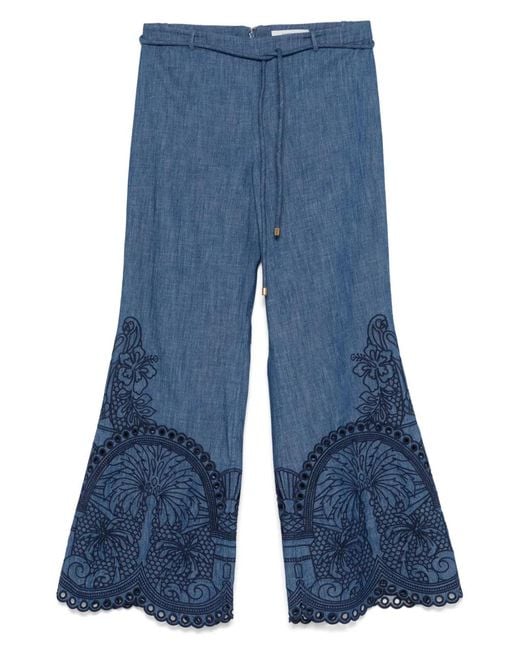 Zimmermann Blue Coco Embroidered Trousers
