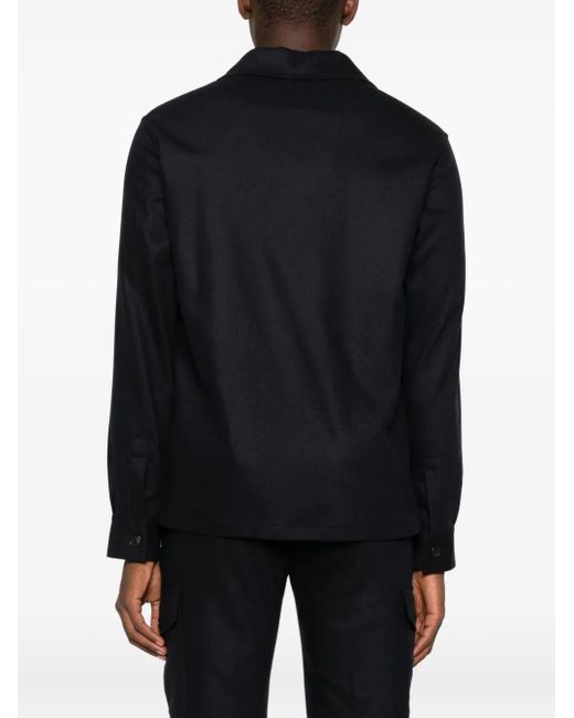 Incotex Black Chest-Pocket Button Shirt for men