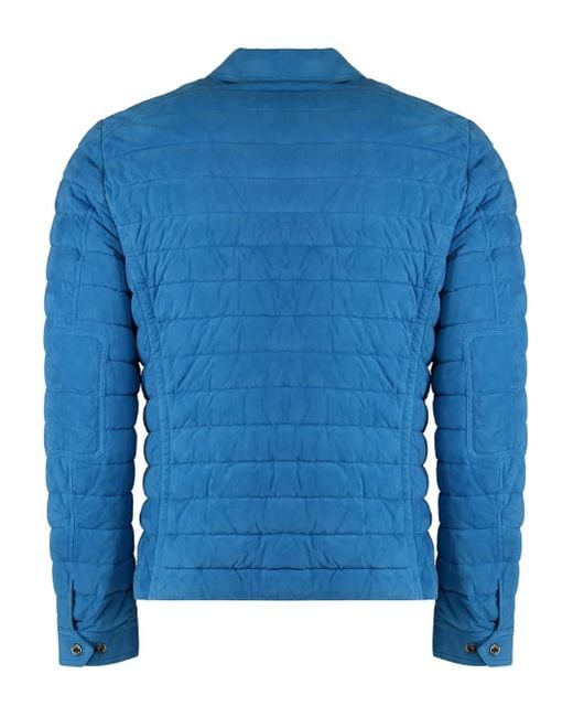 Moorer Blue Suede Quilted Jacket for men