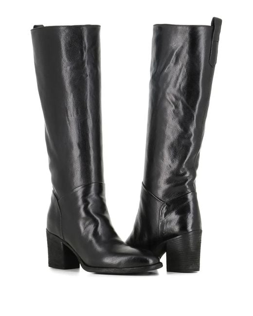 Officine Creative Black Leather Block-Heel Boots