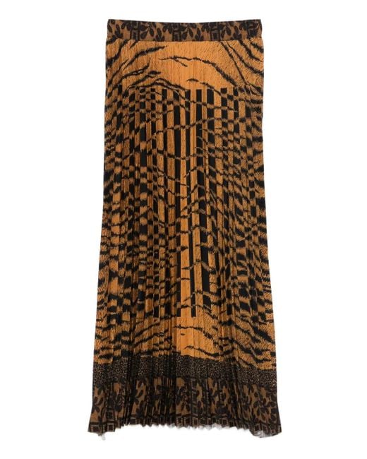 Pierre Louis Mascia Orange Pleated Patterned Skirt