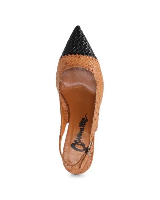 LA ROSE Brown Carol Woven Slingback Pumps