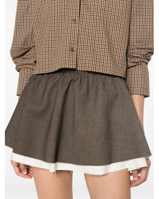 ELEH Brown Layered Mini Skirt