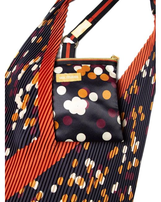 MULTITUDES BAGS Red Valeria Pleated Polka-Dot Shoulder Bag