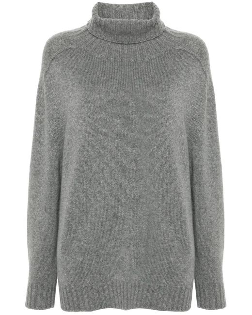 Bompard Gray Hammer-Sleeve Round-Neck Sweater