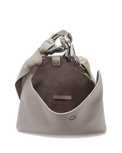 J.W. Anderson Gray Brown Chain Small Leather Tote Bag