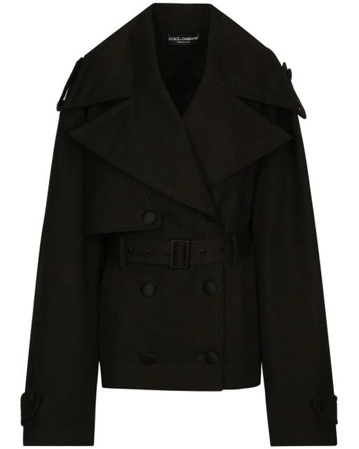 Dolce & Gabbana Black Belted Double-Breasted Jacket