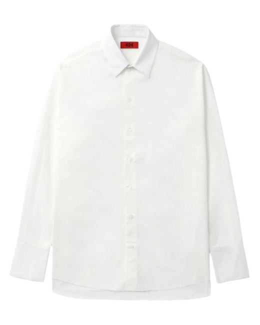 Chemise en coton à col italien 424 pour homme en coloris White