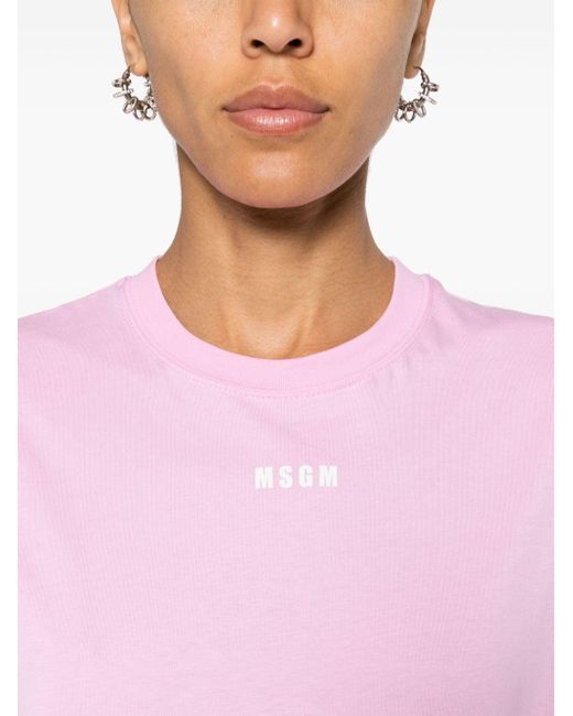 MSGM Pink T-Shirtkleid mit Logo-Print