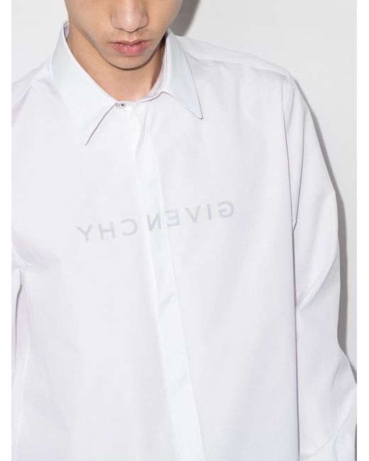 Givenchy White Logo-print Poplin Shirt for men