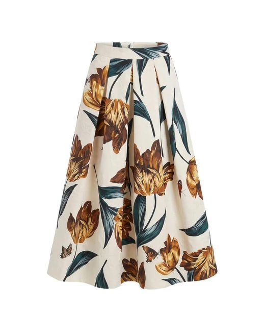 Lunatica Milano White Eterea Floral-Print Jacquard Midi Skirt