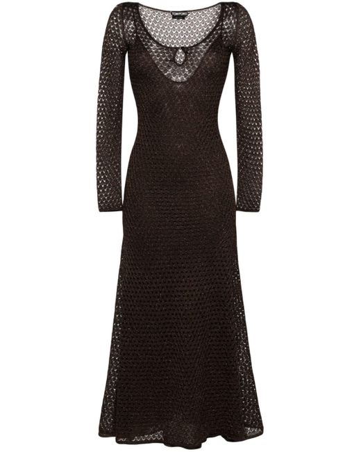 Robe métallisée à coupe longue Tom Ford en coloris Black