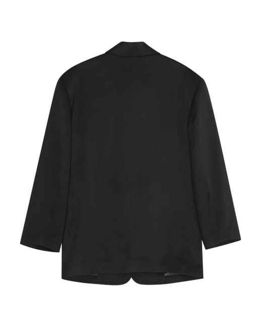Remain Black Three-Quarter Sleeve Single-Breasted Blazer