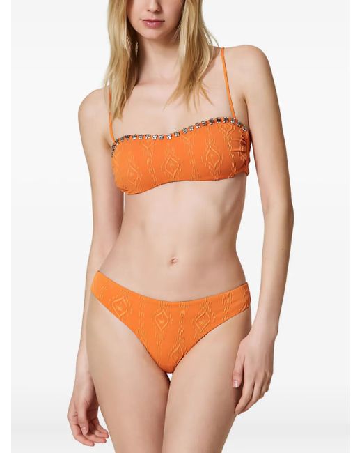 Twinset Orange Bas De Bikini À Motif Embossé