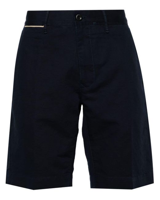 メンズ Incotex Logo-embroidered Linen-blend Chino Shorts Blue