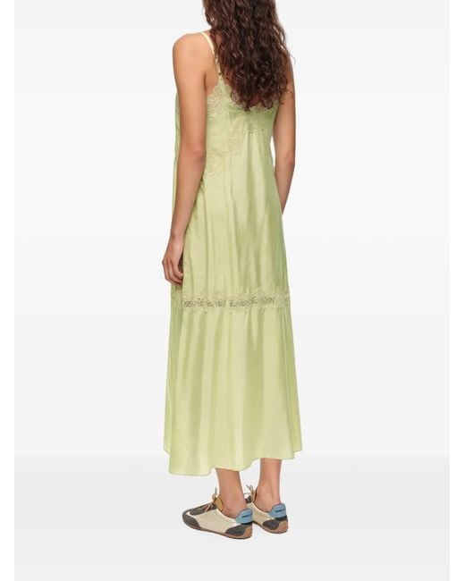 Bimba Y Lola Green Lime Lace-Trim Slip Dress
