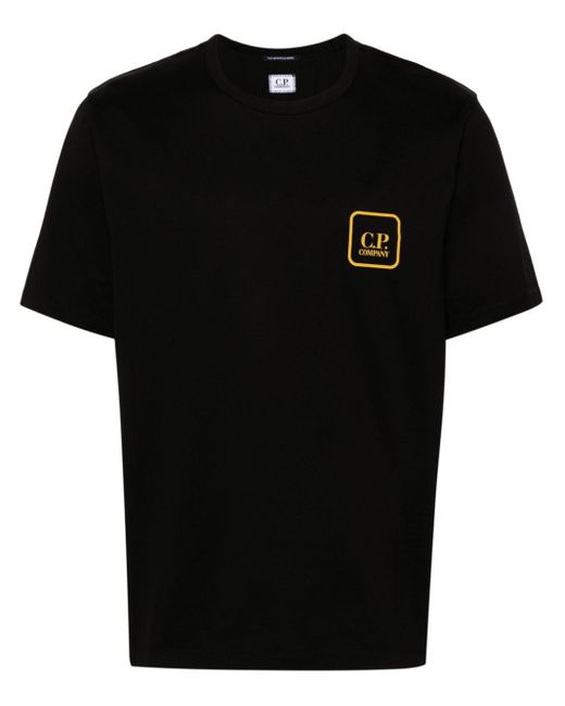 C P Company Black Metropolis Series Mercerized Jersey Logo Graphic T-shirt for men