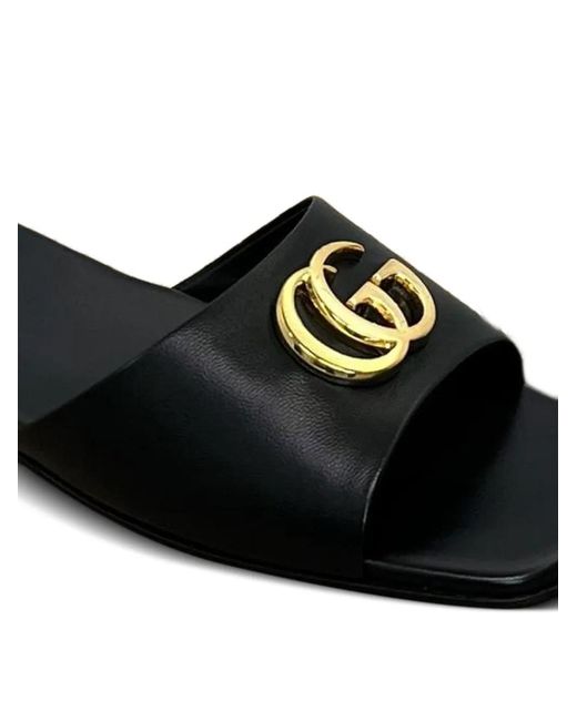 Gucci Black Double G Sandals