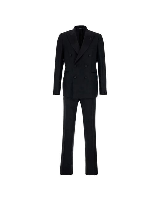 Tagliatore Black Double-Breasted Suit for men