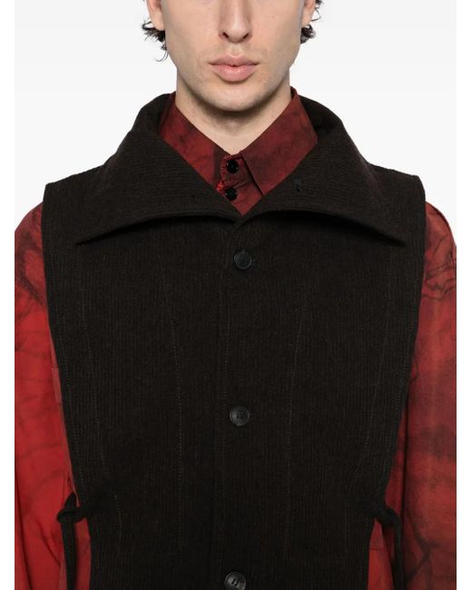 Jan Jan Van Essche Black Ridged Waistcoat for men