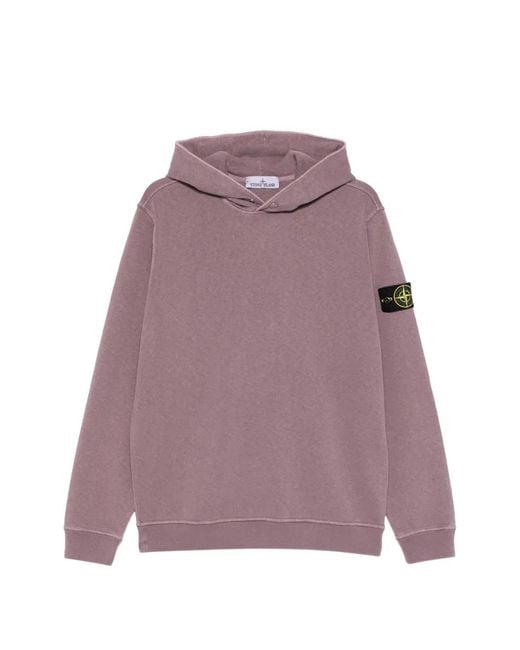 Stone Island Purple 6100031 Malfilé Fleece 'Old' Effect Hoodie for men