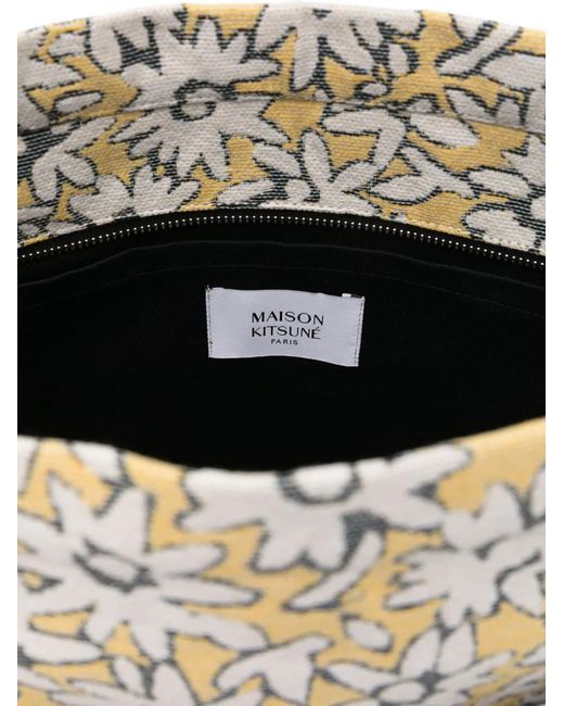 Maison Kitsuné Black Daisy Field Large Jacquard Tote for men