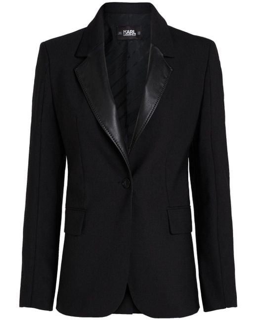 Karl Lagerfeld Black Slit-sleeve Tailored Blazer