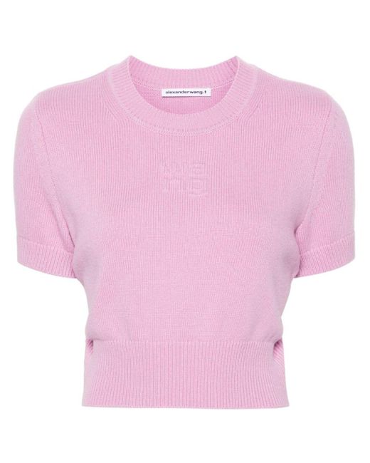Pull crop à logo embossé Alexander Wang en coloris Pink