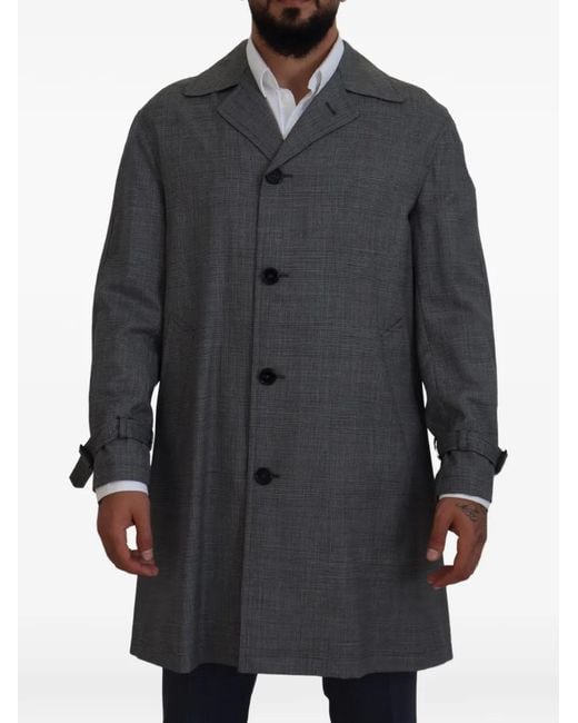 Dolce & Gabbana Black Plaid Notched-Lapel Coat for men