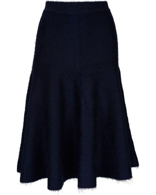 Khaite Blue Silk-blend Midi Skirt