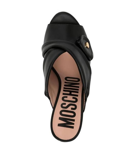 Moschino Black Leather Sandals