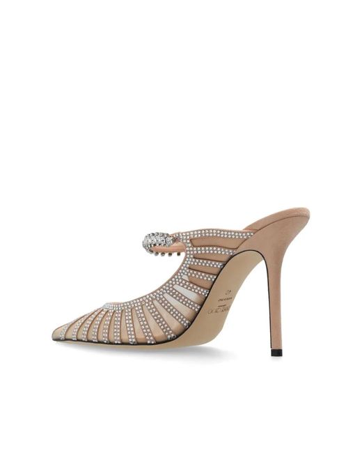 Jimmy Choo White 100Mm Bing Crystal-Embellished Mules